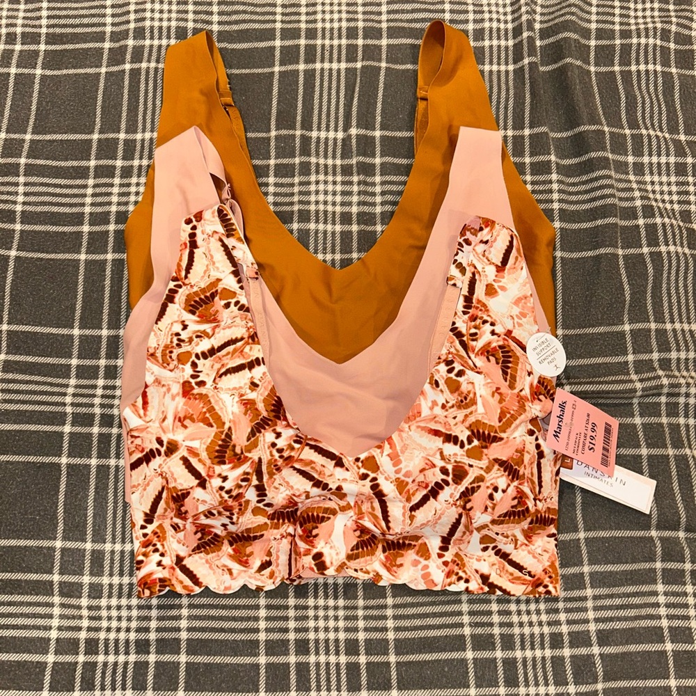 Floral and Solid Bralette Set